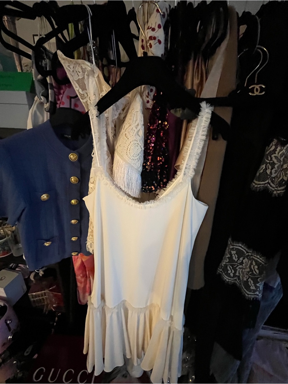 cinq a sept Cream Mini Dress with Ruffle Hem - Picture 7 of 8